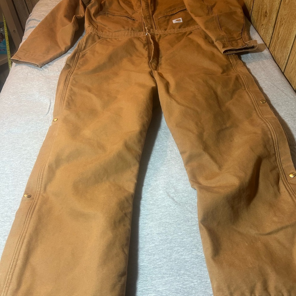 Carhartt Tan/Brown Duck Canvas zippered coveralls vintage
